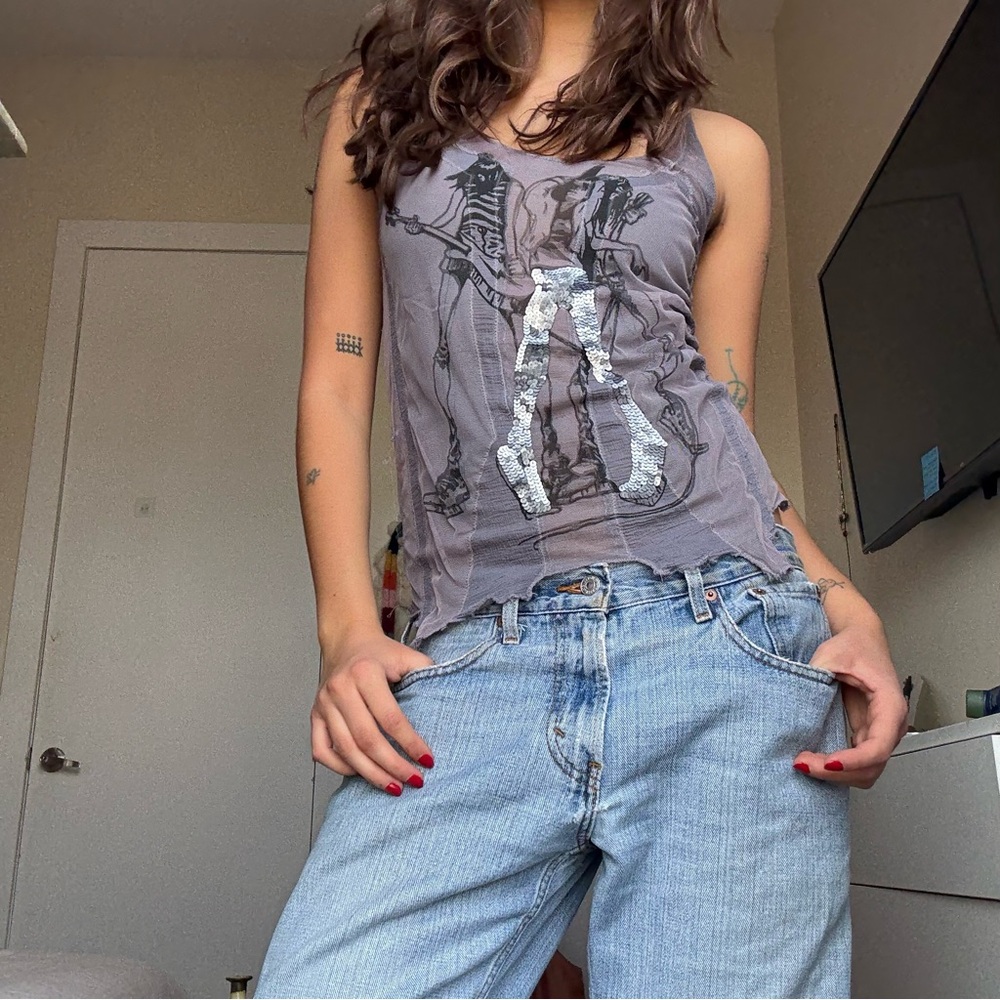 ash purple Graphic Women's Top - Picture 3 of 4